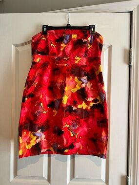 New York & Company Bright Red Strapless Dress